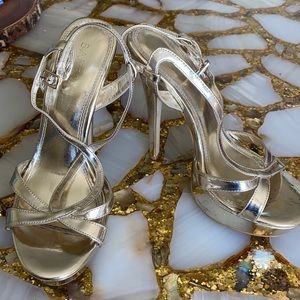 Prom Night Gold Strapy Platform Sandals